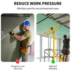 Heavy-Duty 11 ft Drywall Lift - 150 lb Sheetrock Hoist Jack, 4-9.5 ft Telescoping Arm, 360° Adjustable Head, 3 Locking Wheels for Ceiling Installation