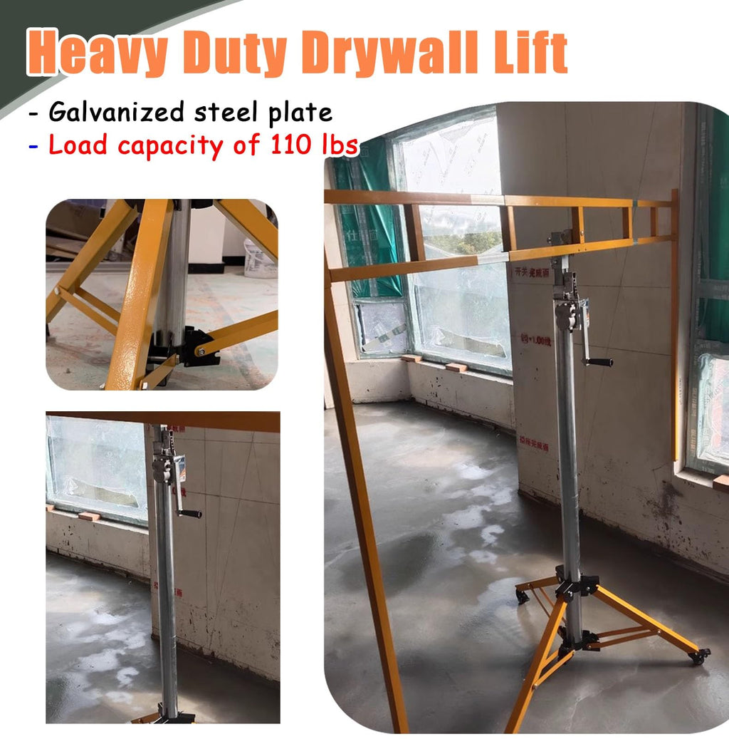 Drywall Lift 12 Ft Board Lifting Assist for Ceiling, Heavy Duty Drywall Panel Hoist Tools with Casters, Portable Plaster Lift Jack Carrier, Sheet Crane Bracket
