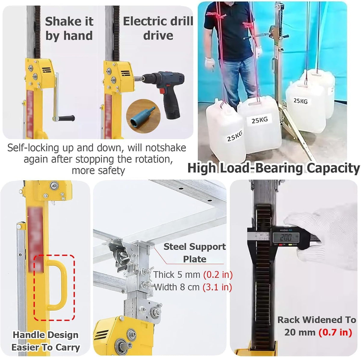 10Ft 11Feet 13Foot 15' 16Ft Tall Rolling Sheetrock Lift with Universal Wheel, Drywall Jack Lift for Ceiling and Walls, Drywall Panel Hoist for Gypsum/Wooden/Metal/PVC Board(3.5 m/11.5 ft)