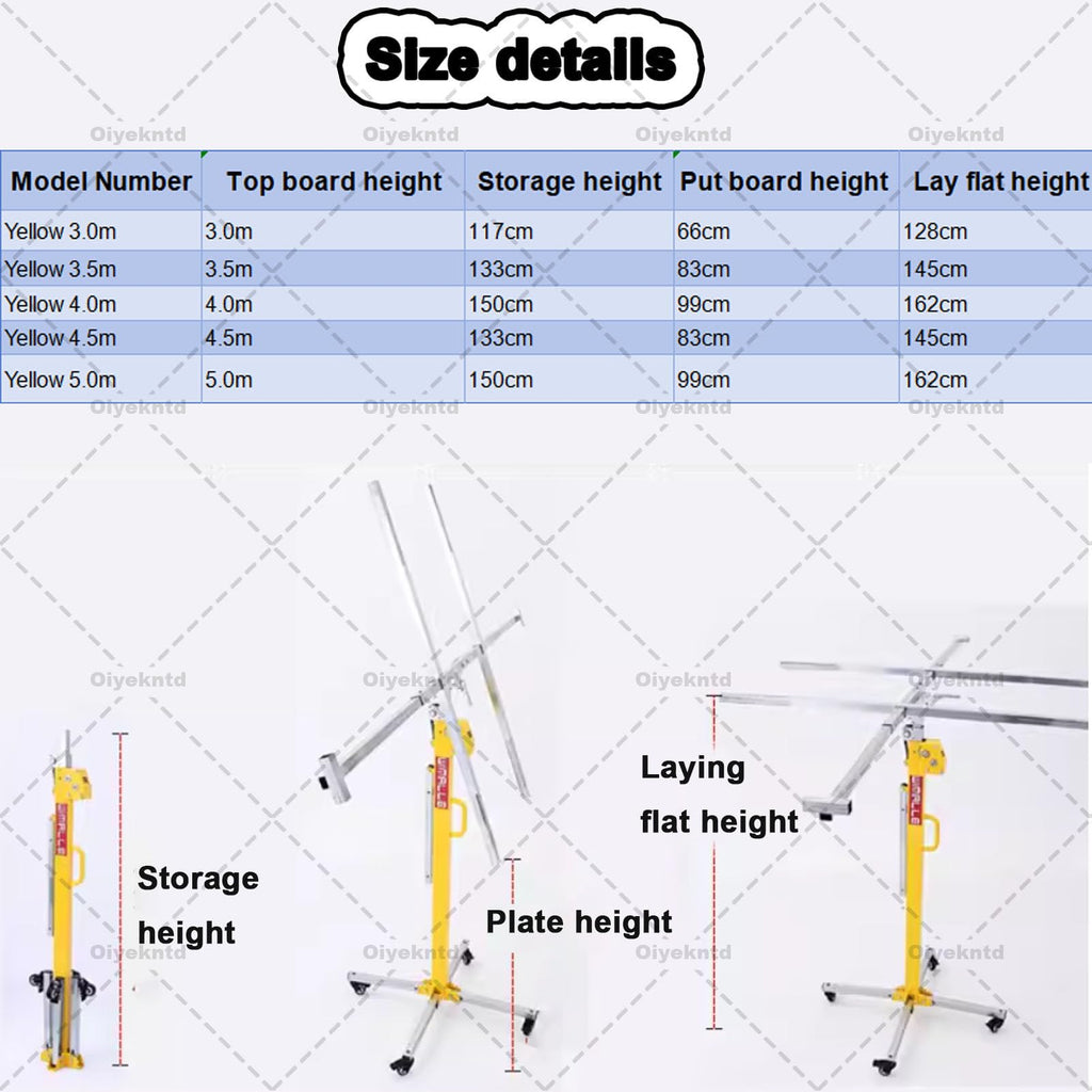 Drywall Lift Lifter Plaster Board Panel Hoist Jack Tool, 3/3.5/4/4.5/5m Max Height Drywall Lift Panel Hoist Jack Lifter, Labor-Saving Construction Tools for Ceiling and Walls Tools 3M(9.8ft)