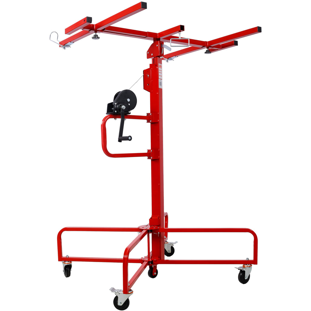 Drywall Lift Panel 16' Hoist, 150lbs Heavy Duty Sheetrock Lift, Rolling Drywall Jack with Casters, Tool-Free Assembly, Red, 4ft x 16ft Max Sheet Size