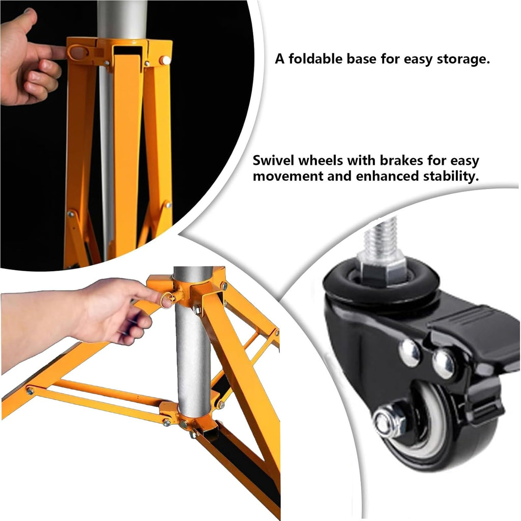 Three in One Drywall Lift Manual and Electric Dual Purpose 10.5/12.1/13.4FT Max Height Drywall Lift Panel Stable Lifting for Ceiling and Walls Tools Sheetrock Lifter Tool(12.1FT)