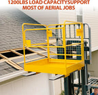 36"x 36" Forklift Safety Cage, Heavy Duty Forklift Man Basket Work Platform with 4 Wheels & Safety Harness, Collapsible Lift Aerial Platform for Lifting Loader, 1200 LBS Capacity