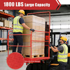 Forklift Safety Cage 43"x45", Heavy Duty Steel Man Basket, 2200lbs Load, Collapsible Work Platform, Safety Harness & Lock, 2-Man Collapsible Lift Basket for Facility Security and Loader Lifting