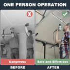 11FT Drywall Lift, 150LB Capacity Sheetrock Panel Hoist, Sheetrock Lifter tools with 3 Lockable Caster Wheels, 360° Rotatable Telescopic Arm for Ceiling Work (Black, 11FT)