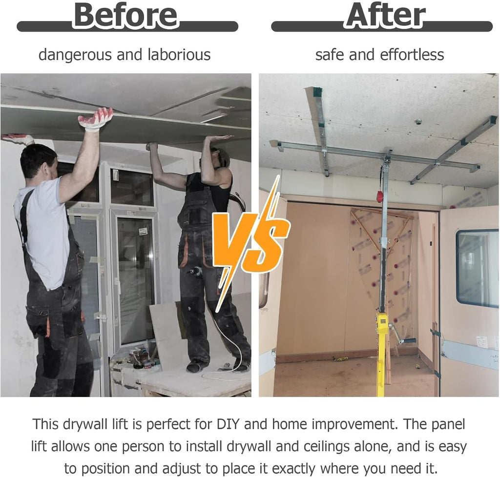 Steel Sheetrock Lift Drywall Lift Manual And Electric Dual Purpose, Drywall Hoist Plasterboard Lifter, Portable Three In One Drywall Lift with Rolling Caster Wheels(Max Height 3m/118in/9.8ft)