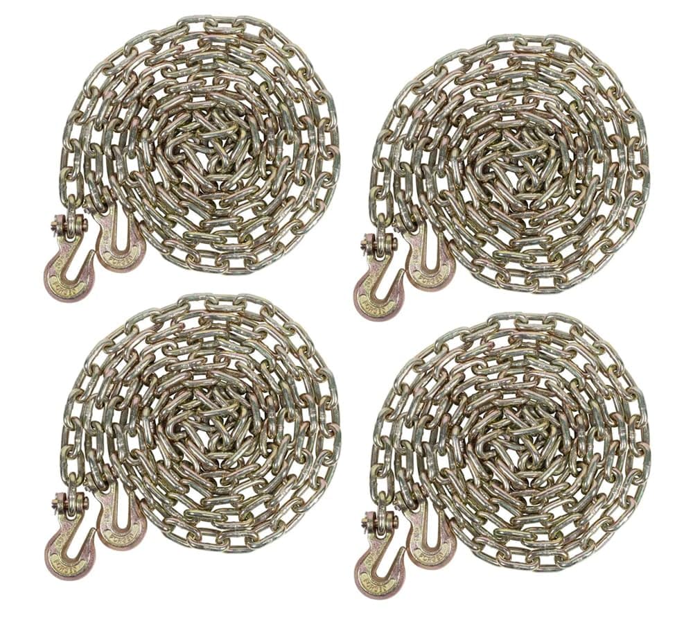 Mytee Products (4 Pack) 3/8" X 25' G70 Chain with Grab Hooks, WLL 6,600 lbs