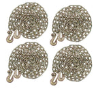 Mytee Products 4 Pack 5/16 Inch x 20 FT Grade 70 Binder Chain with Clevis Grab Hooks - G70 Transport Tow Chain - 4,700 Lbs Working Load Limit
