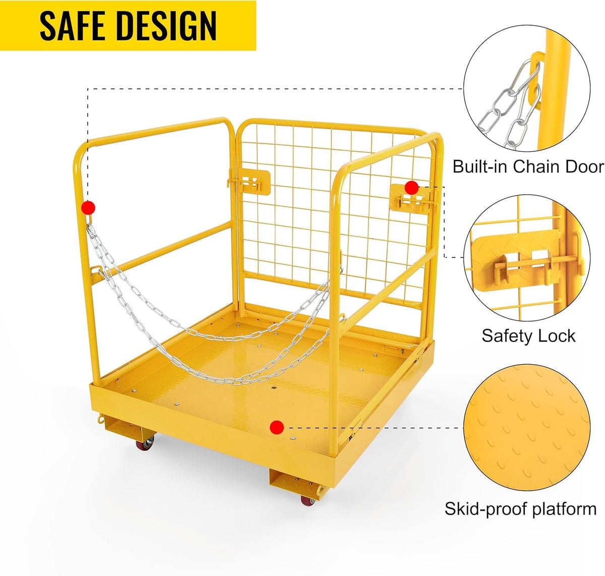 Forklift Safety Cage 36"x36" Inch Heavy Duty Forklift Man Basket 1150lbs Capacity Forklift Work Platform Provide Safety for Most Aerial Jobs,36"