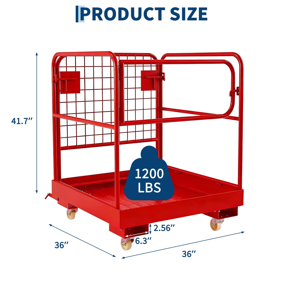 1200LBS Foldable Forklift Safety Cage, 36"X36" Man Basket for 1-3 People