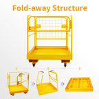 Forklift Safety Cage, 36"x36" inch Lift Basket, Heavy Duty Forklift Man Basket 1200LBS Capacity with 4 Wheels, Safety Set, Forklift Work Platform for Most Aerial Jobs