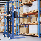 Manual Pallet Stacker 2200 LBS Capacity, 63" Lift Height Hand Pallet Forklift with Adjustable Forks & Fixed Legs, Heavy Duty Warehouse Material Lift for Open Deck Pallets