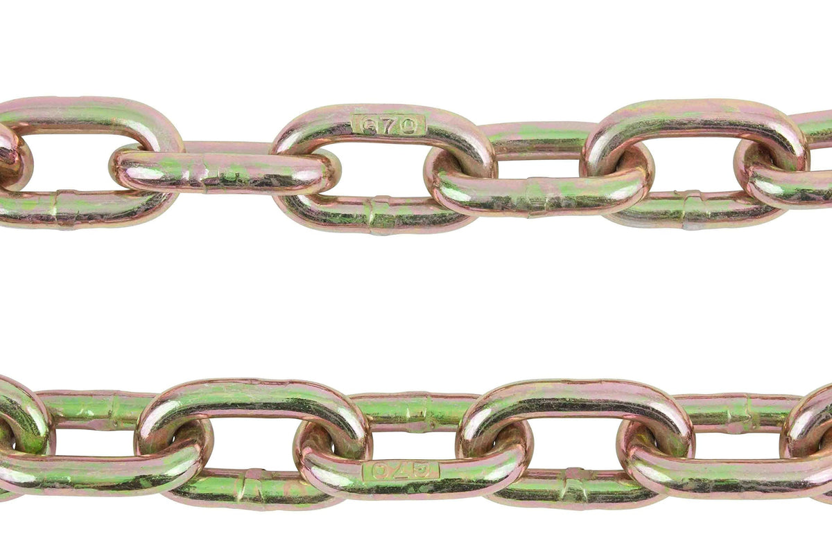 Mytee Products 4 Pack 5/16 Inch x 25 FT Grade 70 Binder Chain with Clevis Grab Hooks - G70 Transport Tow Chain - 4,700 Lbs Working Load Limit