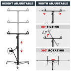 11FT Drywall Lift, 150LB Capacity Sheetrock Panel Hoist, Sheetrock Lifter tools with 3 Lockable Caster Wheels, 360° Rotatable Telescopic Arm for Ceiling Work (Black, 11FT)