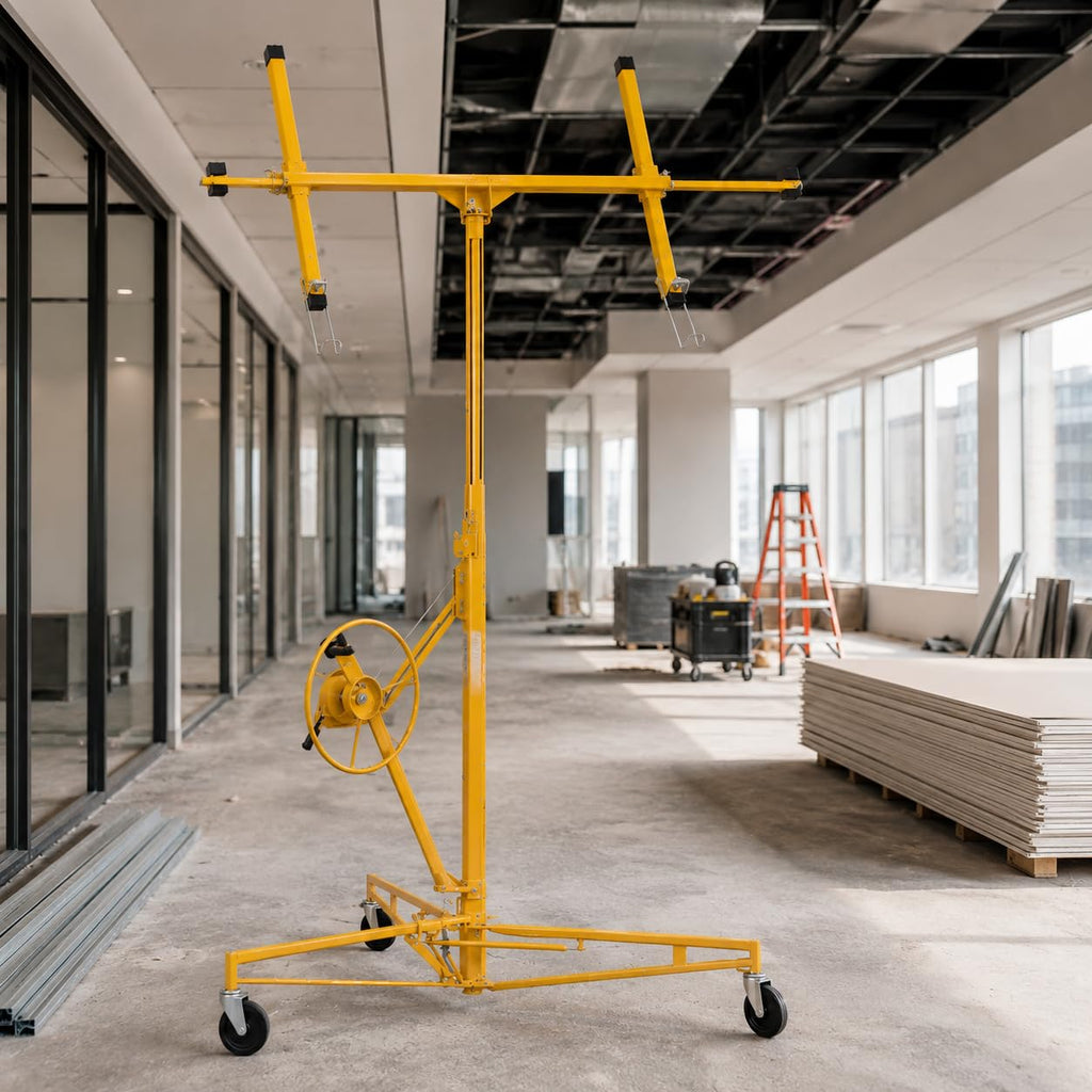 Stark USA 11 Ft Drywall Lift Panel Hoist, Rolling Sheetrock Lift Jack with 360° Adjustable Cradle, Telescoping Extension Arm, 3 Lockable Swivel Casters, Heavy-Duty Drywall Ceiling Installation Lift