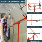 11 FT Drywall Lift Jack with Locking Casters, 150Lbs Capacity, Telescopic Hoist for Ceiling & Wall Sheetrock, Tool-Free Assembly, One Person Operation for Residential Use
