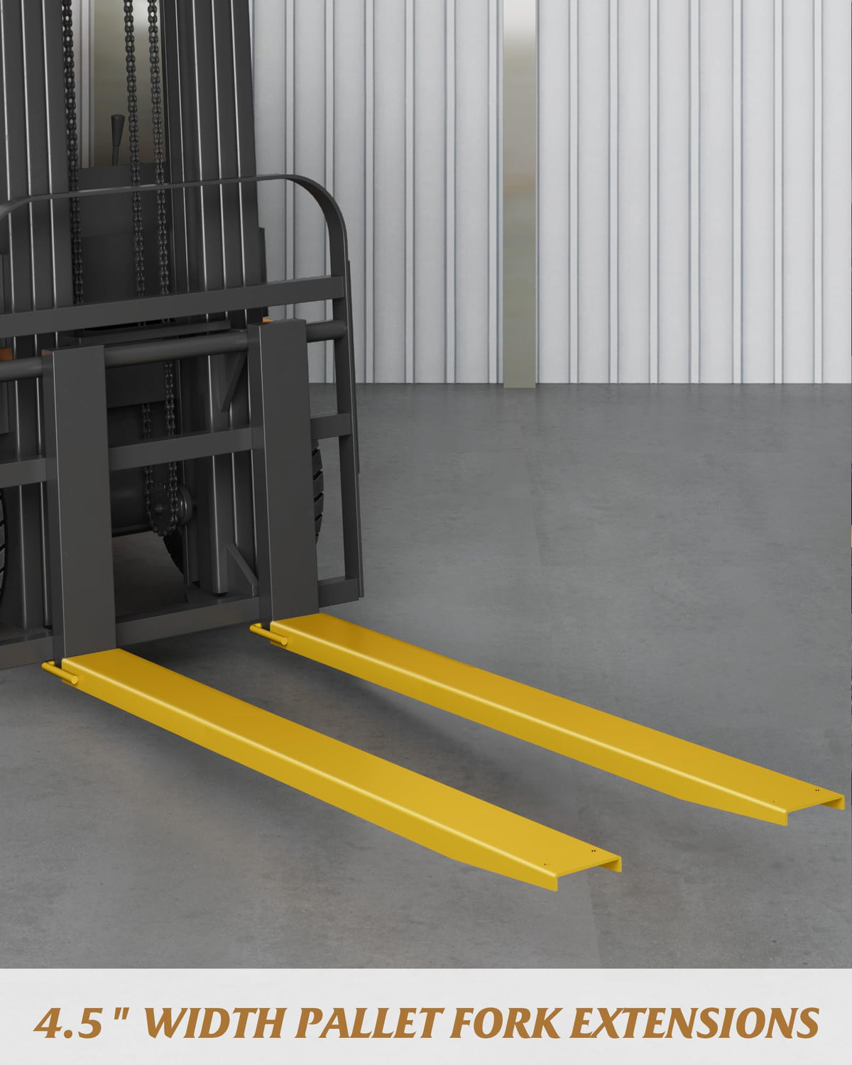 GARVEE Forklift Extensions, 96 in Length 4.5 in Width Fork Extensions for Forklifts, Heavy Duty Steel Forklift Attachment, 1 Pair Pallet Fork Extensions, Yellow