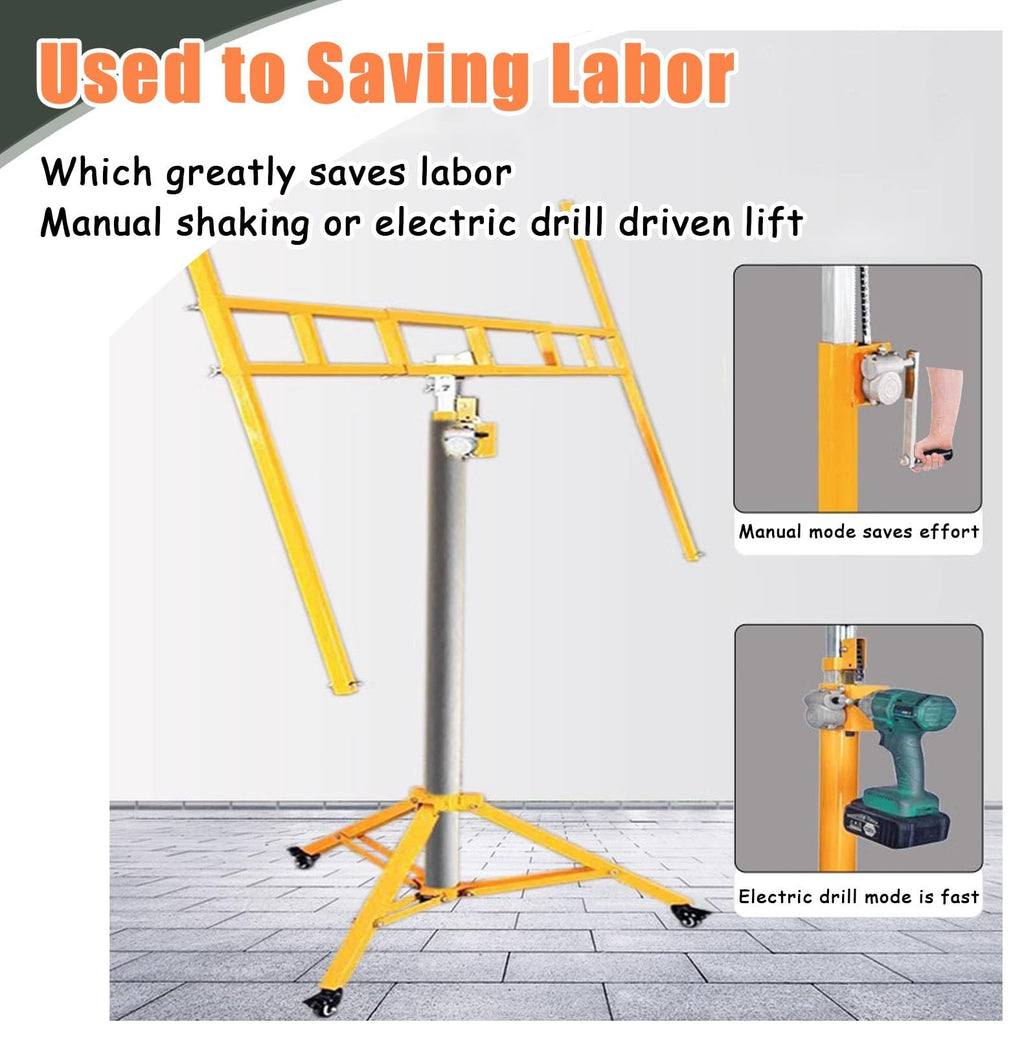 Drywall Lift 12 Ft Board Lifting Assist for Ceiling, Heavy Duty Drywall Panel Hoist Tools with Casters, Portable Plaster Lift Jack Carrier, Sheet Crane Bracket