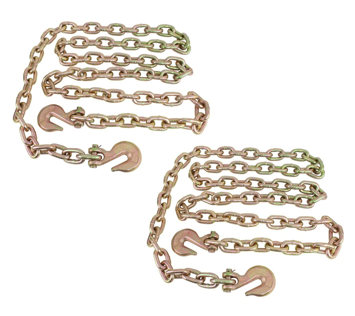 Mytee Products 2 Pack 1/2 Inch x 16 FT Grade 70 Binder Chain with Clevis Grab Hooks - G70 Transport Tow Chain - 11,300 Lbs Working Load Limit