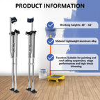 Drywall Stilts, 48"-64" Stilts Heights Adjustable Aluminum Work Stilts