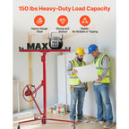 16ft Drywall Lift, Heavy-Duty 150 lbs Sheetrock Hoist with Adjustable Telescoping Arm, Lockable Wheels, Drywall Lifter Panel Jack Hoist Tools Ideal for Ceiling & Wall Installation (Red) 150 lbs Weig