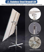 Dry Wall Jack Lifter Hand Tool, Sheetrock Lifting Tool Stainless Steel Drywall Hoist, Foldable Drywall Lifting Tools with Wheel, Max 9 10.5 12 13 Ft(Max Height 3.7m/12.1ft)