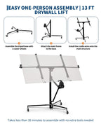 13ft Heavy-Duty Drywall Lift – 150LB Capacity Sheetrock Panel Hoist for Ceiling Installation, Single-Person Adjustable Material Lifter – Black