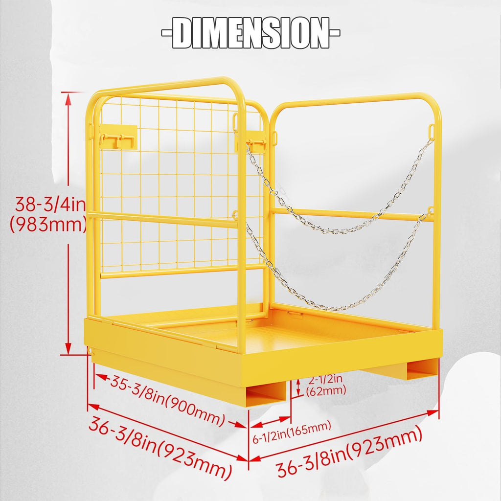 ECOTRIC 36x36 Forklift Cage 1200 LBS Capacity Work Platform Safety Cage