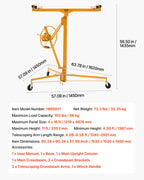 VEVOR 11ft Drywall Lift Heavy-Duty 150 lbs Mobile Sheetrock Hoist Yellow