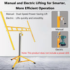 Three in One Drywall Lift Manual and Electric Dual Purpose 10.5/12.1/13.4FT Max Height Drywall Lift Panel Stable Lifting for Ceiling and Walls Tools Sheetrock Lifter Tool(12.1FT)