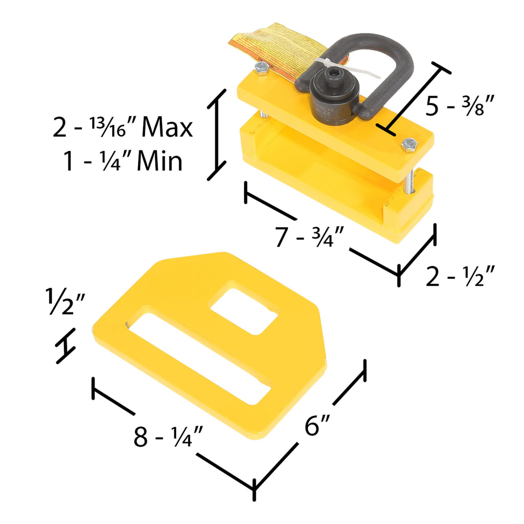 Vestil FTDC-6-4400 Steel Forklift Tie Down Clamps 2-1/2 In. x 8-1/4 In. x 8-1/2 In. 4400 Lb. Capacity Yellow