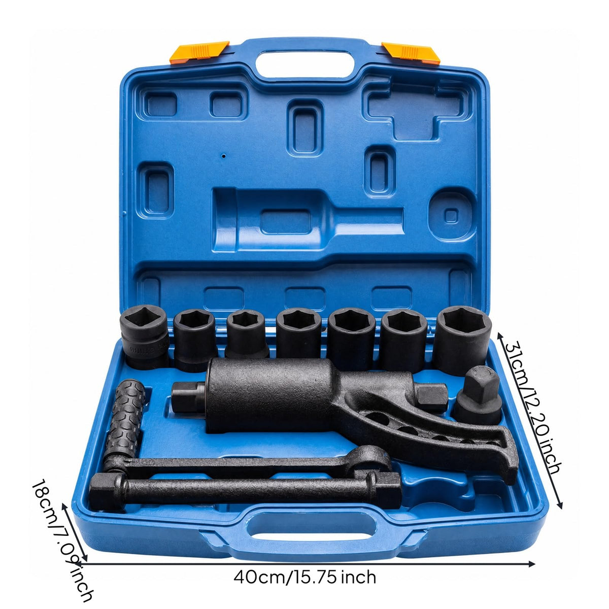 Wheel Nut Remover Set with Sockets Labor-Saving Geared Wheel Nut Wrench Portable Tire Service Tool for Truck Drivers, Automotive Technicians, Garages