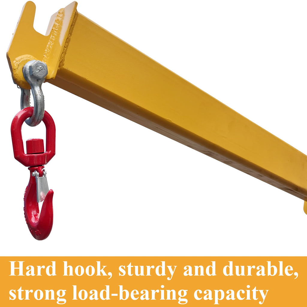 Forklift Jib Boom Crane 6600lbs Capacity Telescoping Mobile Crane Industrial Adjustable Forklift Lifting Hoist Truss Jib Boom Hook Manual Telescopic 63in-98in for Warehouse & Factories