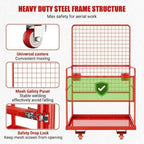43"X45" Forklift Safety Cage, 1800Lbs Heavy-Duty Forklift Work Platform with Safety Harness,Wheels & Lock, Collapsible Lift Basket for Lifting Loader