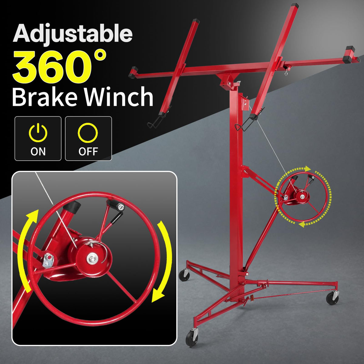 16ft Drywall Panel Hoist with Lockable Wheels Drywall Rolling Lifter