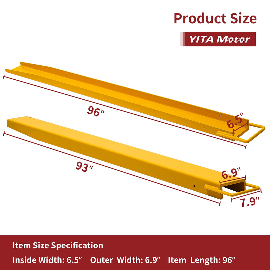 YITAMOTOR 92"x6.5" Forklift Extensions, Heavy Duty Fork Extender Reach