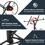 11FT Drywall Lift, 150LB Capacity Sheetrock Panel Hoist, Sheetrock Lifter tools with 3 Lockable Caster Wheels, 360° Rotatable Telescopic Arm for Ceiling Work (Black, 11FT)