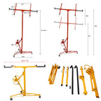 FORRTY Drywall Lift, Drywall Panel Hoist, Rolling Panel Hoist, Jack Lifter Sheetrock Drywall Lift Panel Hoist With Rolling Caster Wheel 16ft Adjustable Telescopic Arm(Color:Yellow)