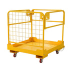 Forklift Safety Cage 36 x 36 inches, 1200 lbs Capacity Man Basket, Folding Work Platform with 4 Wheels, Collapsible Cage Lift Basket for Aerial Jobs