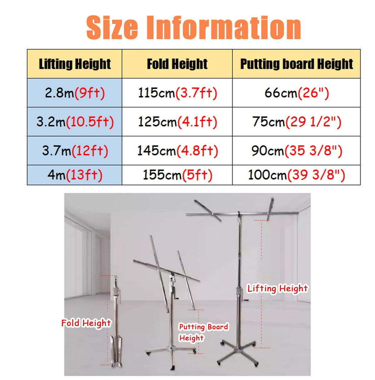 Drywall Lift Heavy Duty Drywall Panel Lifter for Ceilings, Stainless Steels Plaster Board Hoist, Construction Lockable Tool, 50kg Mobile Sheetrock Rise Assist(2.8m(9ft))