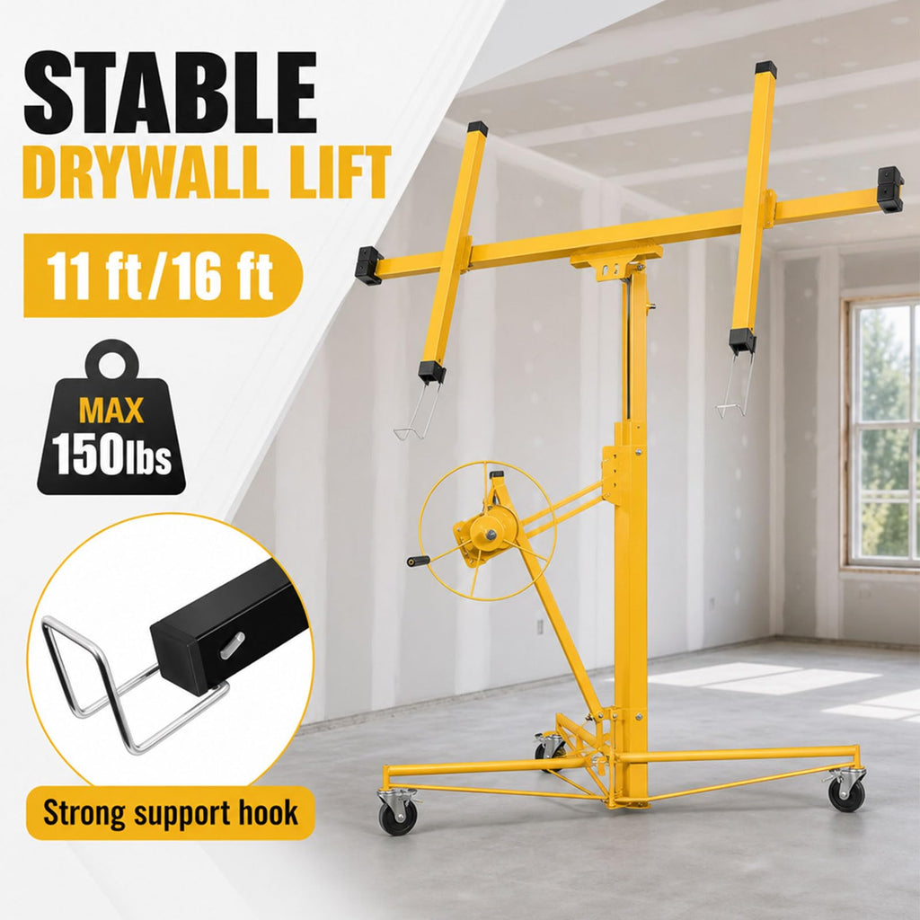 11 ft / 16 ft Drywall Lift, 150 Lbs Sheetrock Lift with Lockable Wheels