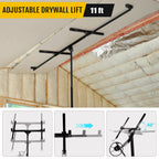Heavy Duty 11FT Drywall Panel Lift, Telescopic Steel Arm & Locking Wheels