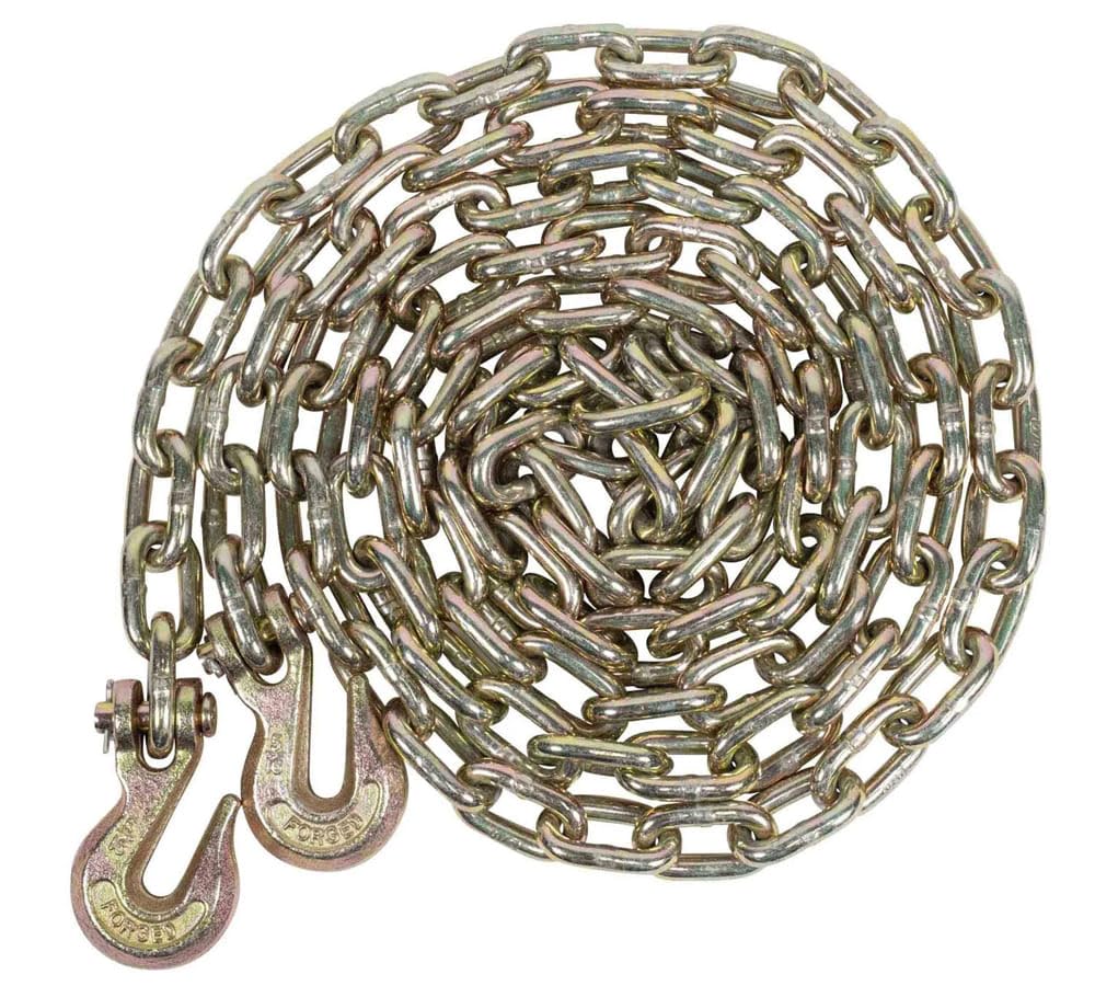 Mytee Products 4 Pack 5/16 Inch x 20 FT Grade 70 Binder Chain with Clevis Grab Hooks - G70 Transport Tow Chain - 4,700 Lbs Working Load Limit