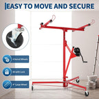 11FT Drywall Lift, Heavy Duty Sheetrock Hoist, Adjustable Height 150 LBS Capacity for Ceiling Wall Installation,Red