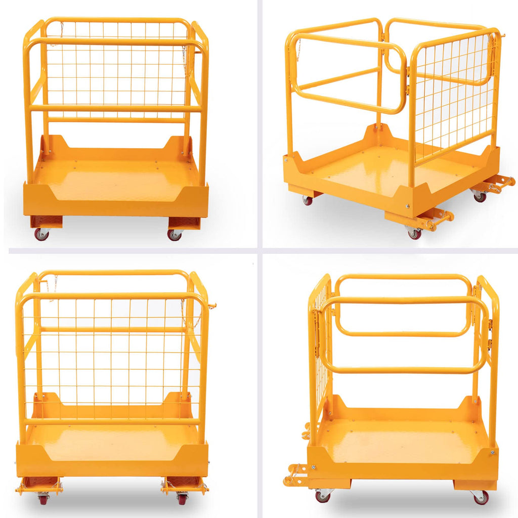 36"x36" inch Forklift Safety Cage Work Platform 1150LBS Capacity Heavy Duty Forklift Man Basket with 4 Swivel Casters for Aerial Jobs