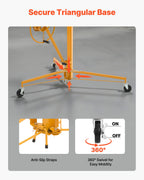 VEVOR 11ft Drywall Lift Heavy-Duty 150 lbs Mobile Sheetrock Hoist Yellow