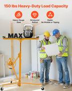 VEVOR 11ft Drywall Lift Heavy-Duty 150 lbs Mobile Sheetrock Hoist Yellow
