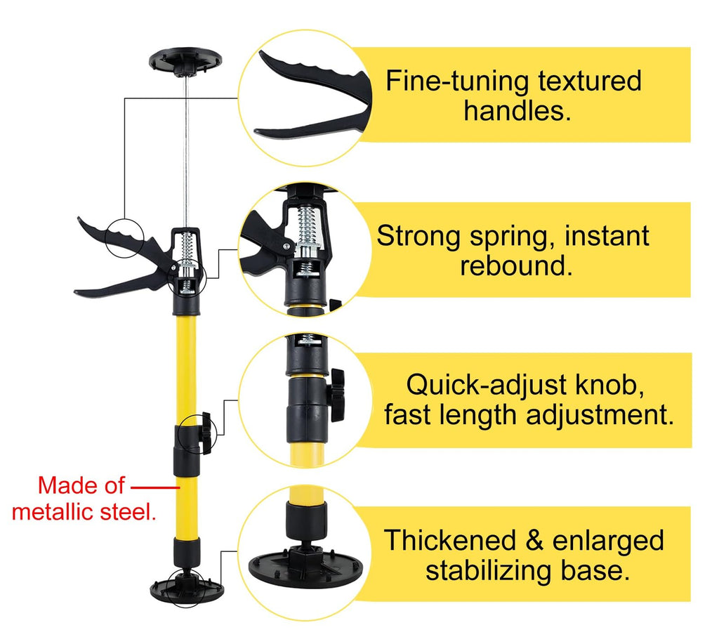 Vibeo Adjustable Support Pole Install Cabinets Tools with Bag, 3rd Hand Support Pole for Door Frame Cabinet Plasterboard, Drywall Lift Jack(2pcs,Large)
