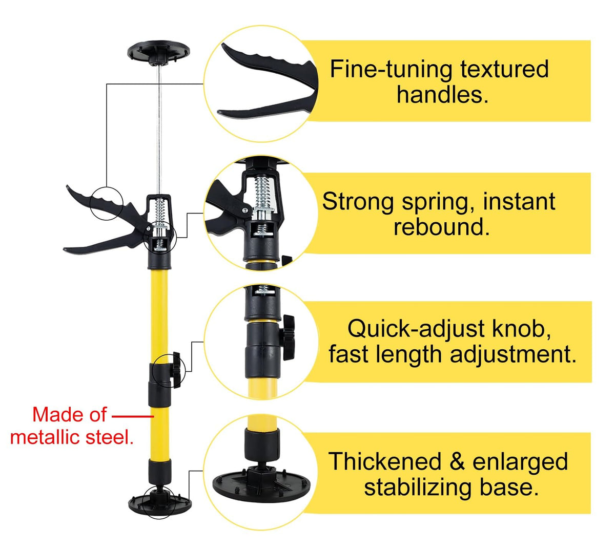 Vibeo Adjustable Support Pole Install Cabinets Tools with Bag, 3rd Hand Support Pole for Door Frame Cabinet Plasterboard, Drywall Lift Jack(2pcs,Large)