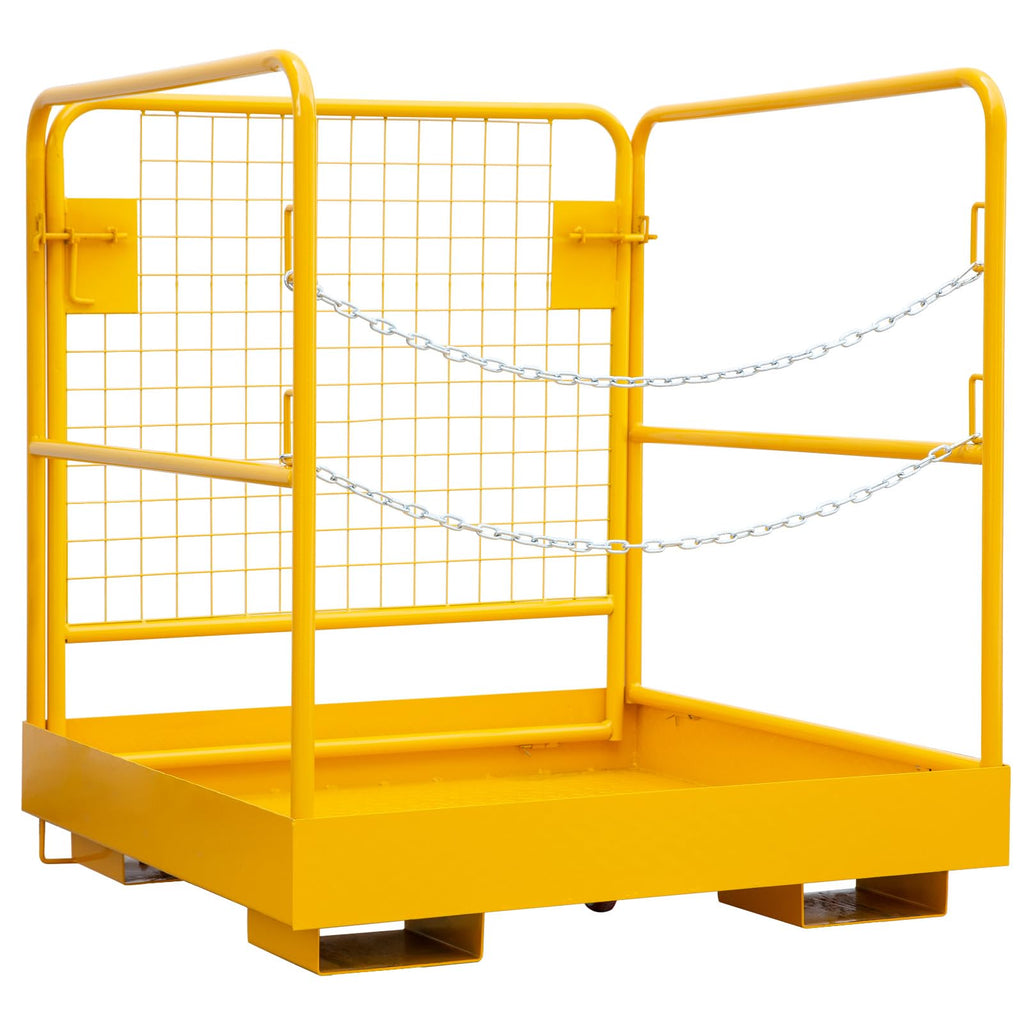 GarveeTech Forklift Safety Cage 36"x36", 1200lbs Capacity Forklift Man Basket, Heavy Duty Steel Forklift Basket Man Platform with 2 Chain, Perfect for Aerial Work